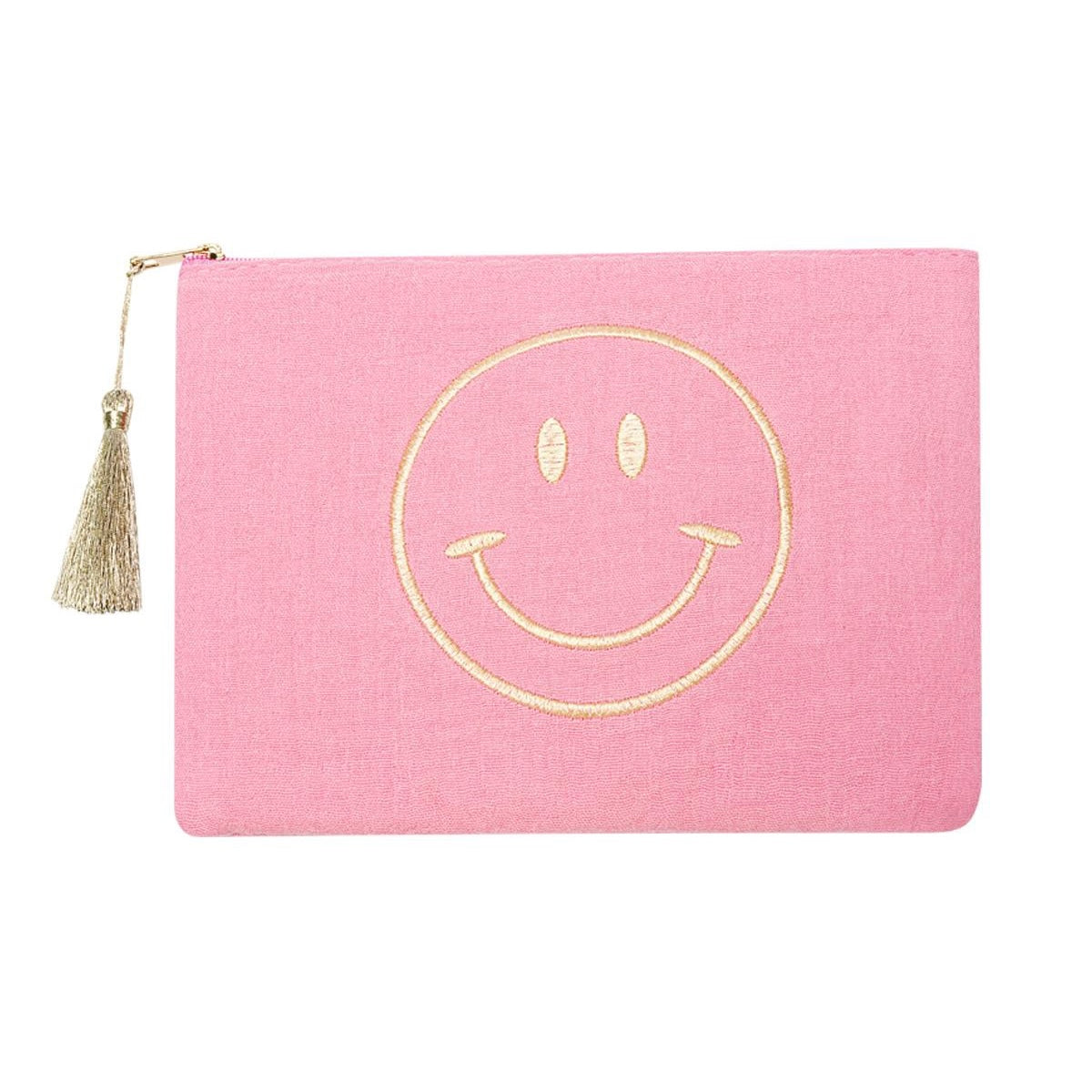 Make-up tasje smiley roze
