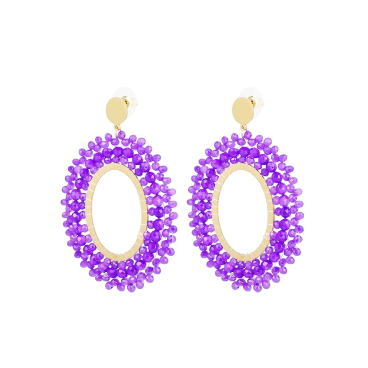 Purple oval - Oorbellen