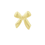 Gold bow-shaped jewelry piece on a white background