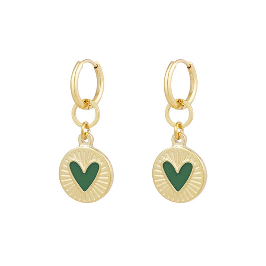 Green Heart Oorbellen