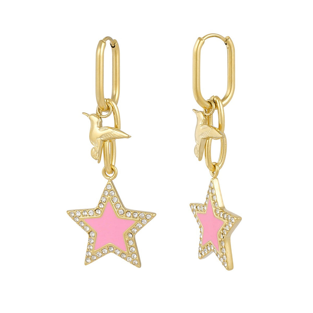 Pink Star - Oorbellen
