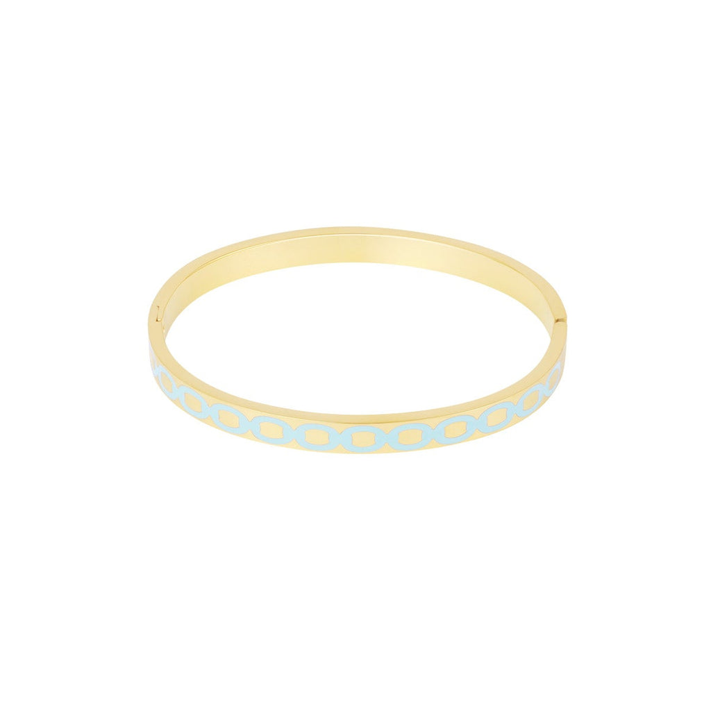 Gold bracelet with blue pattern on a white background bangle bynooni bynooninl