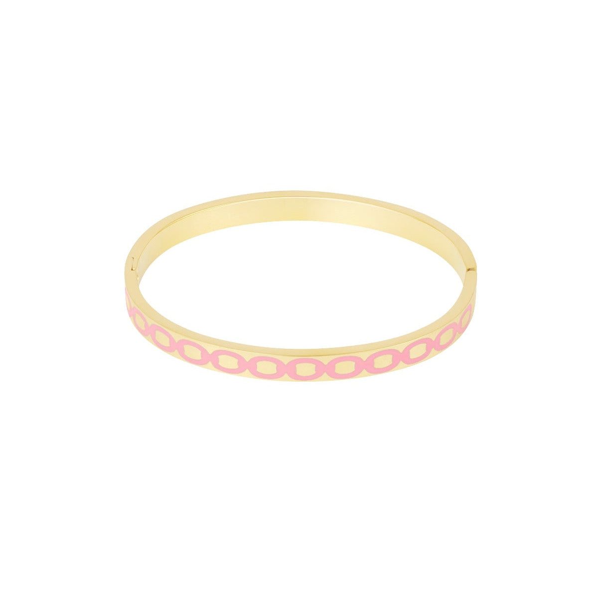 Yellow and pink bracelet on a white background gold bangle bynooni