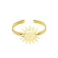 Gold sun-shaped bracelet on a white background bangle bynooni bynooninl bynooni.nl