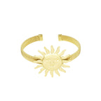 Gold sun-shaped bracelet on a white background bangle bynooni bynooninl bynooni.nl