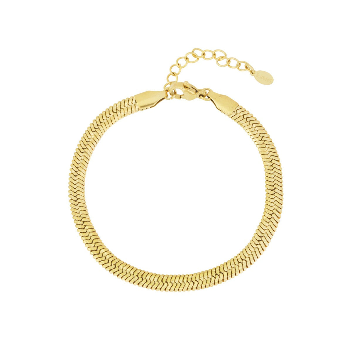 Gold chain bracelet on a white background