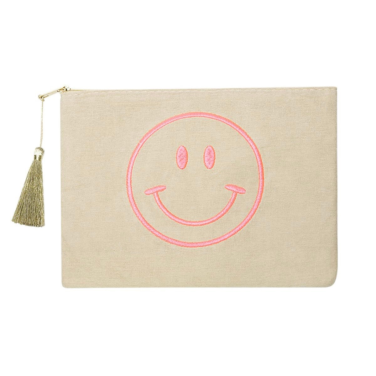 Make-up tasje smiley beige