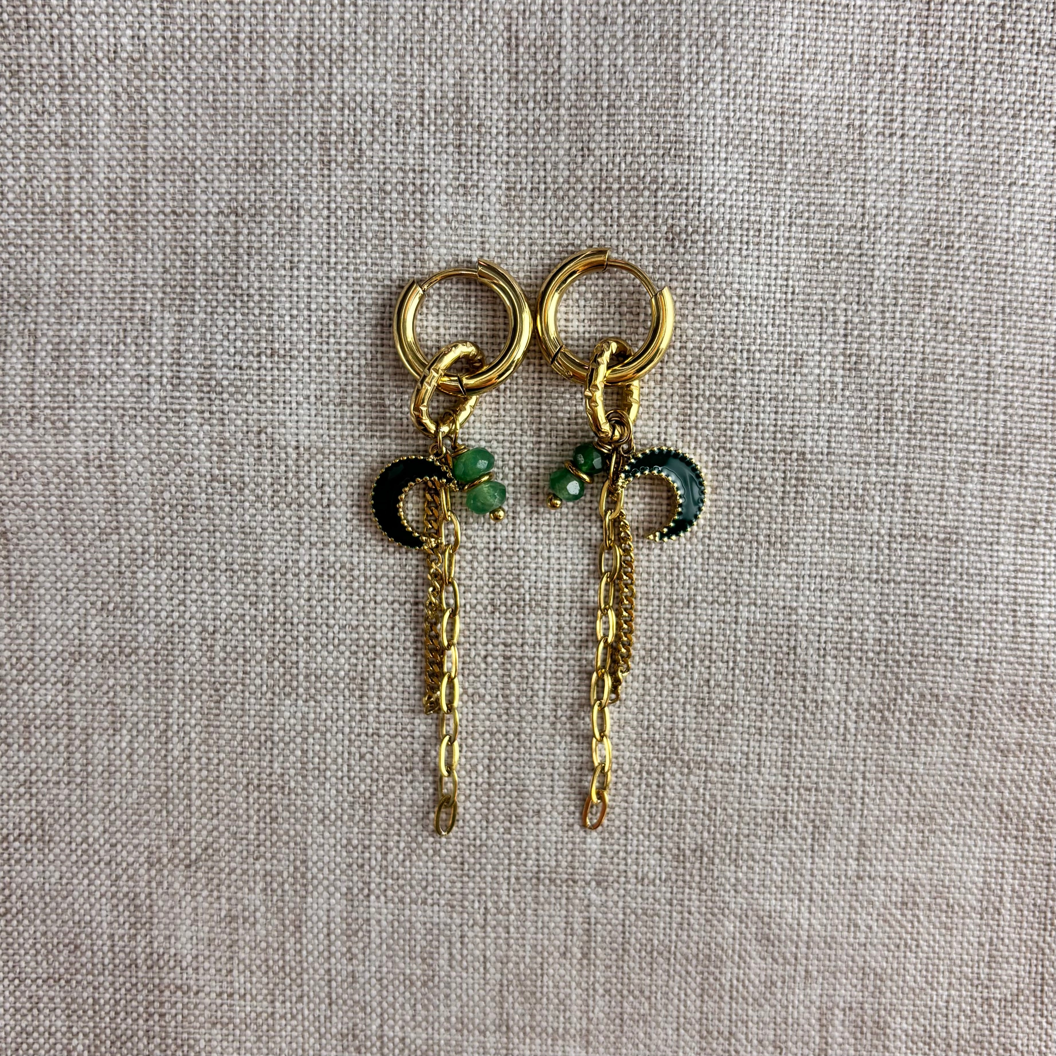 Green moon - Oorbellen