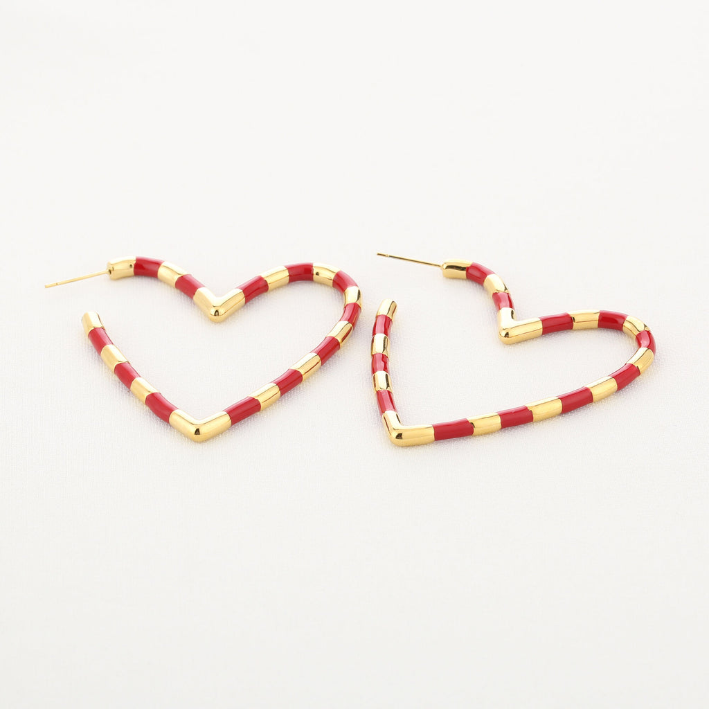 gestreept hartje - oorbellen