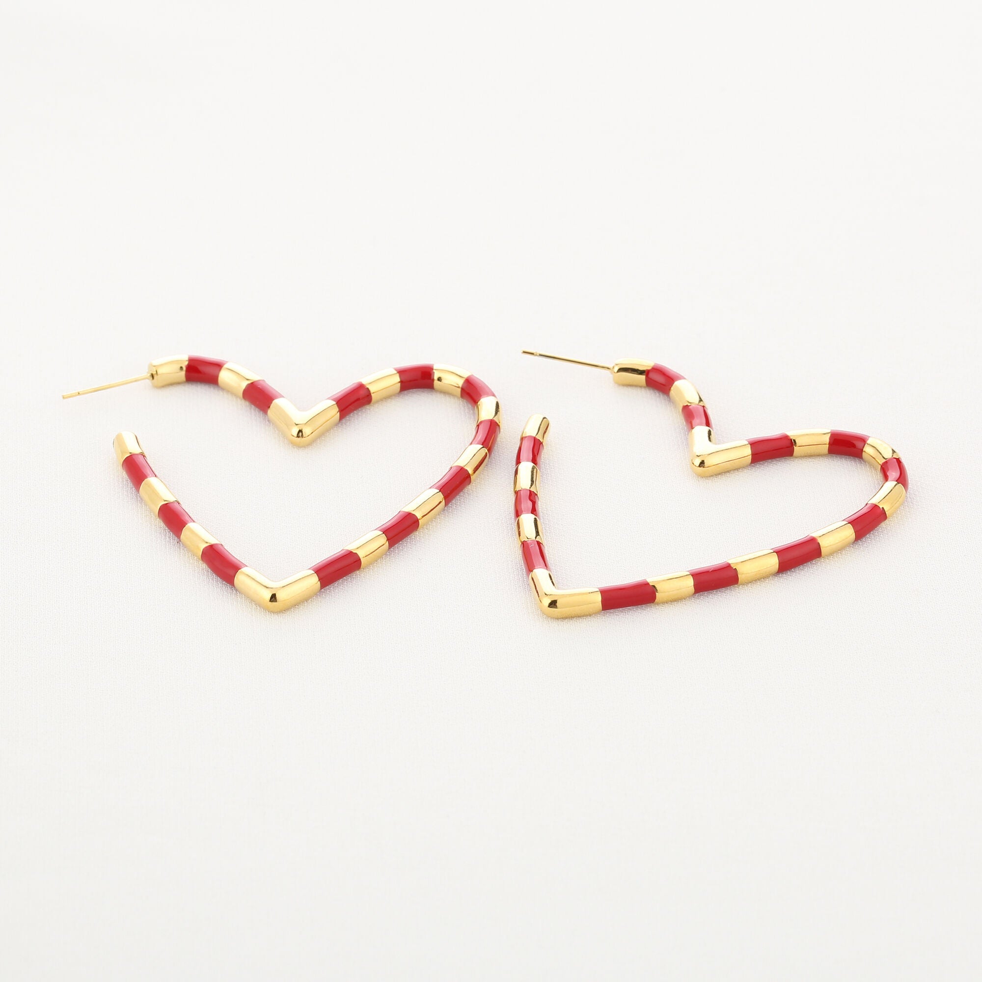 gestreept hartje - oorbellen