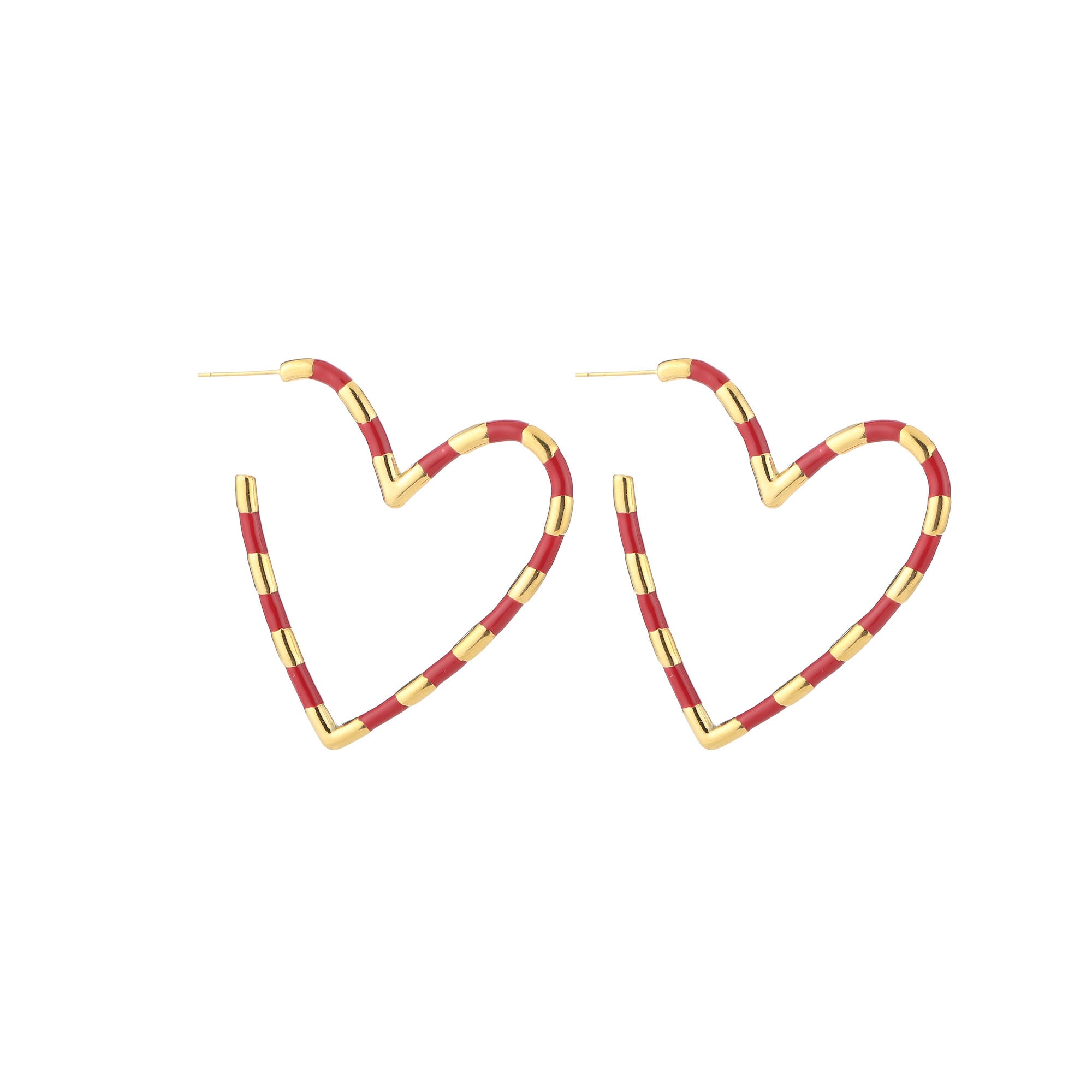 gestreept hartje - oorbellen