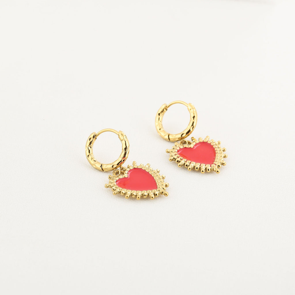 Hartje rood - oorbellen