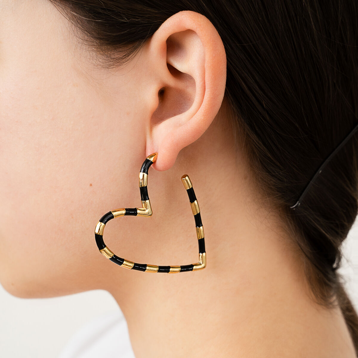 gestreept hartje - oorbellen